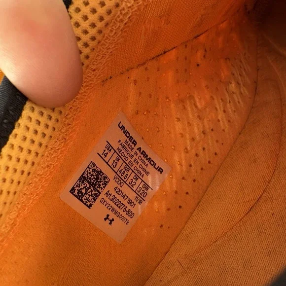 under armour HOVR phantom SE mens size 14 shoes orange athletic running sneakers - Picture 8 of 9